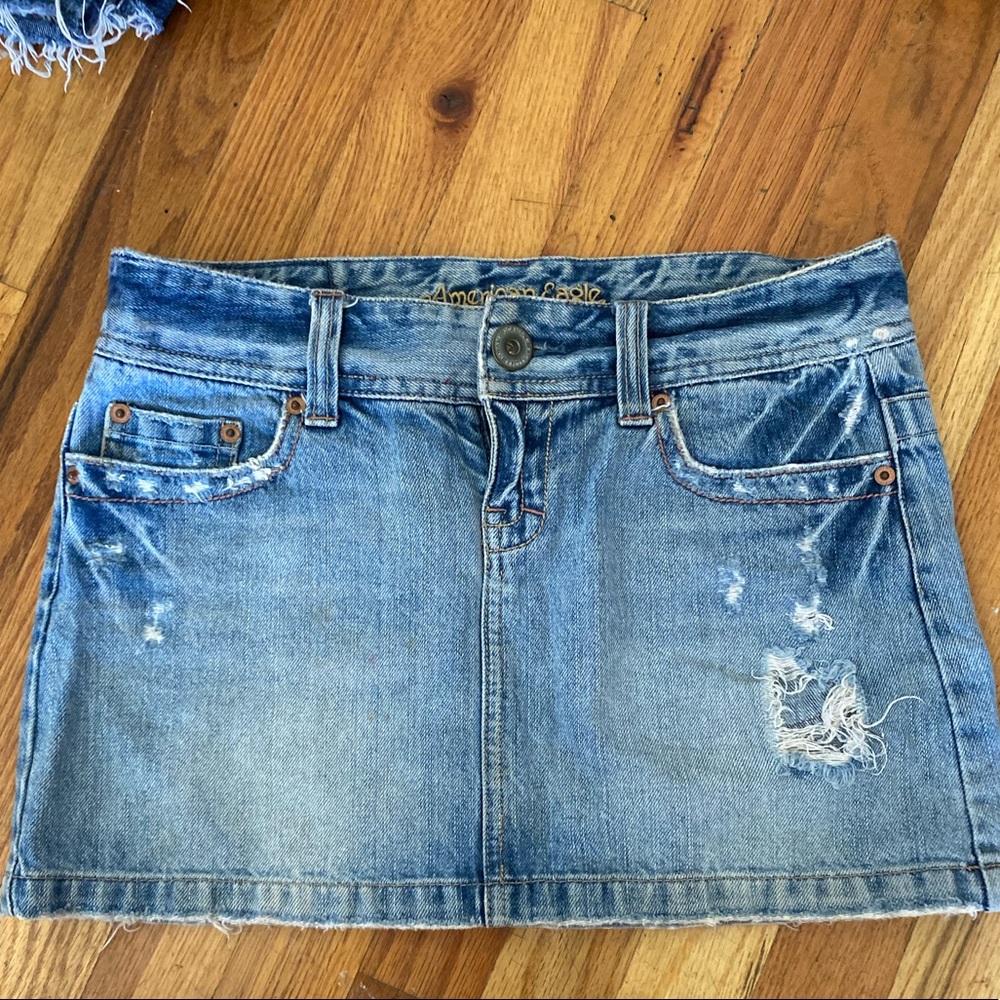 American eagle denim mini skirt